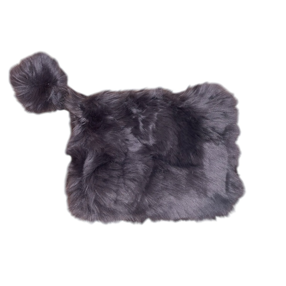 Grey Fur Small Handbag Cosmetic Bag